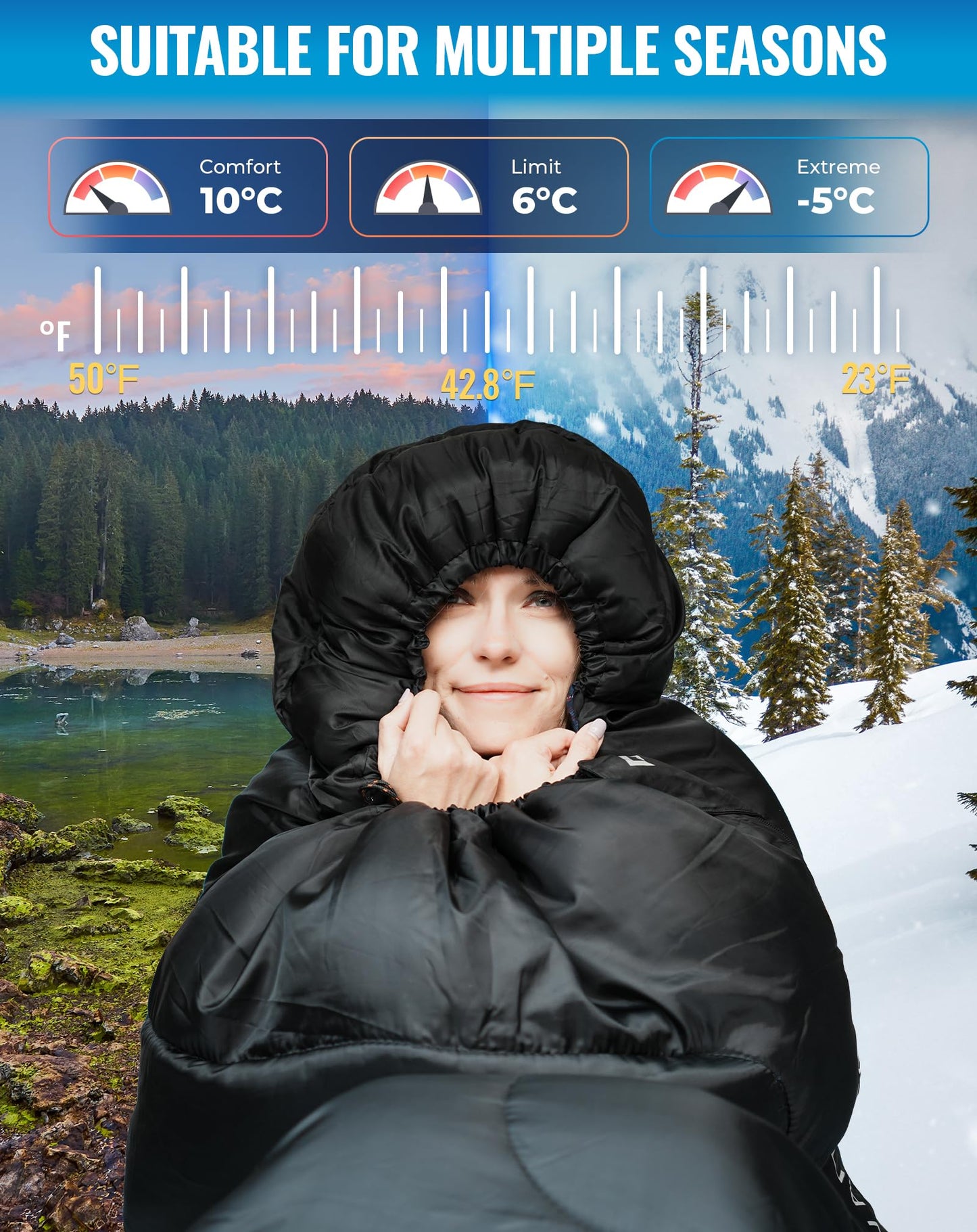 NEW | KingCamp Oasis C 250 Sleeping Bag – 3–4 Season Connectable Design