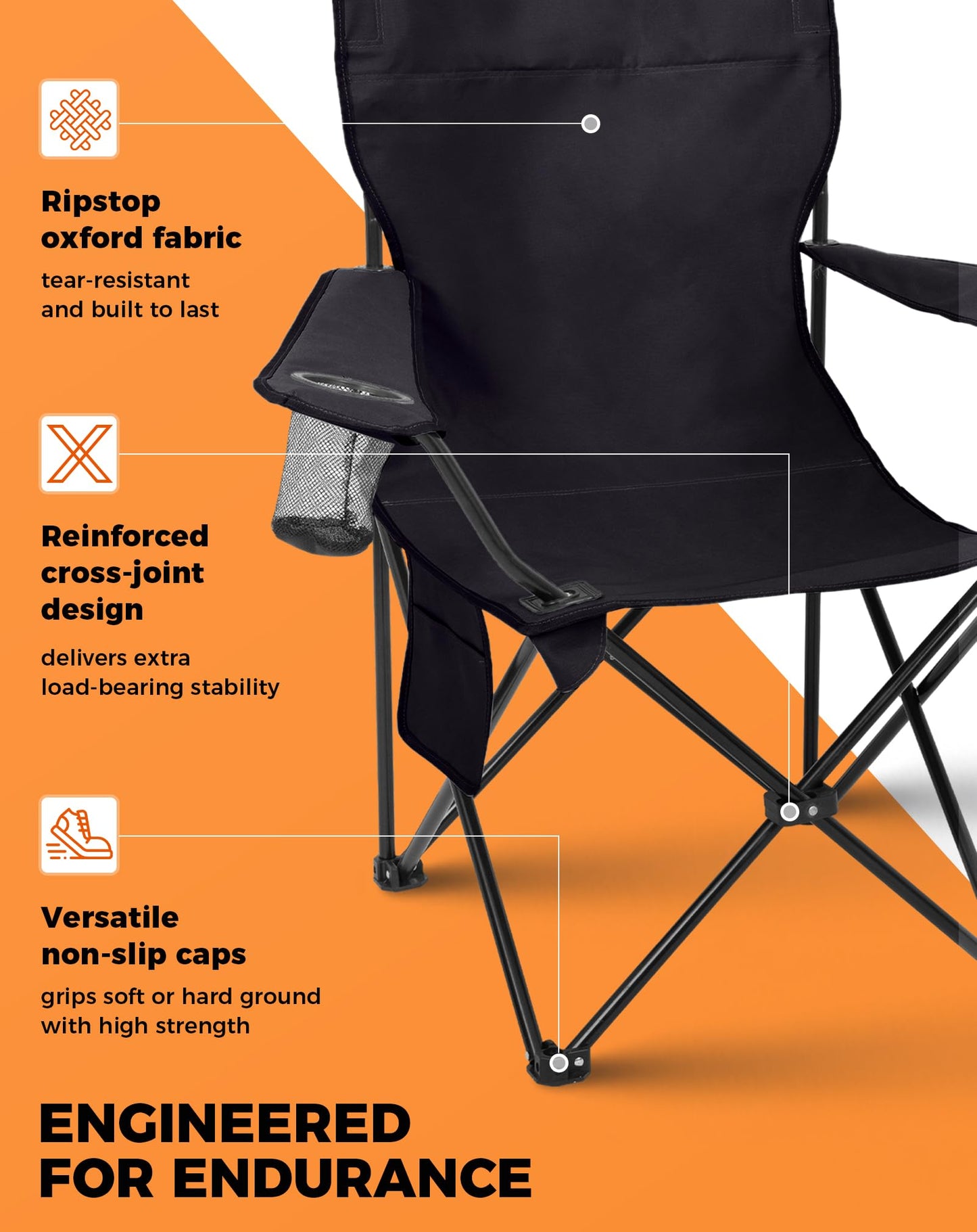 NEW | KingCamp Juniper B20 Folding Camping Chair – Ergonomic Padded, Heavy Duty Design