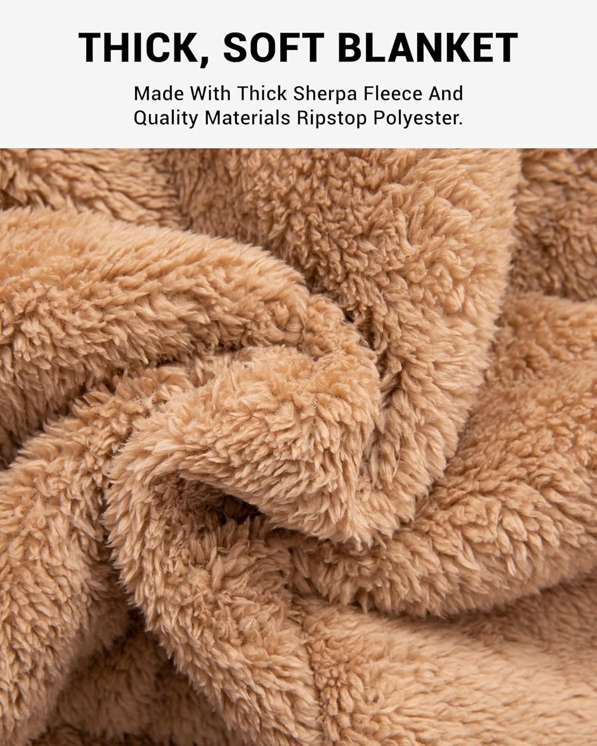 KingCamp Hybrid Tech Blanket F Camping Blanket – Sherpa Lining 79 × 57 in