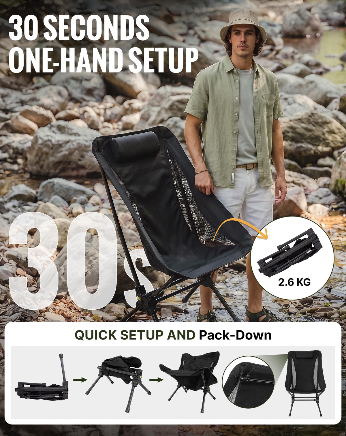 NEW | KingCamp Lightweight Highback Chair – Gentle Rocking Folding Camping Chair