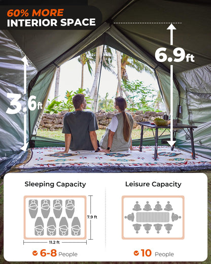 NEW | KingCamp MOUNTAIN IN C5 6–8 Man Canvas Cabin Tent with Stove Jack – Waterproof & Windproof