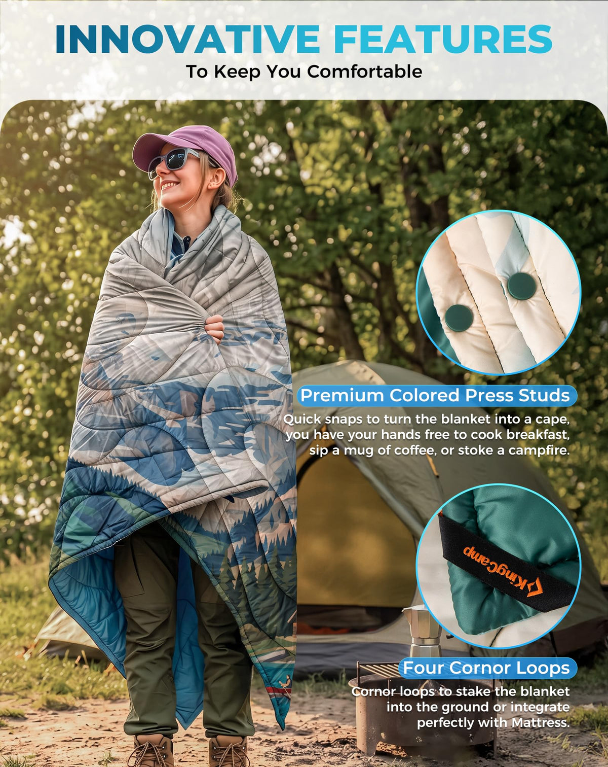 KingCamp SMART 150 XL Camping Blanket – Lightweight & Warm