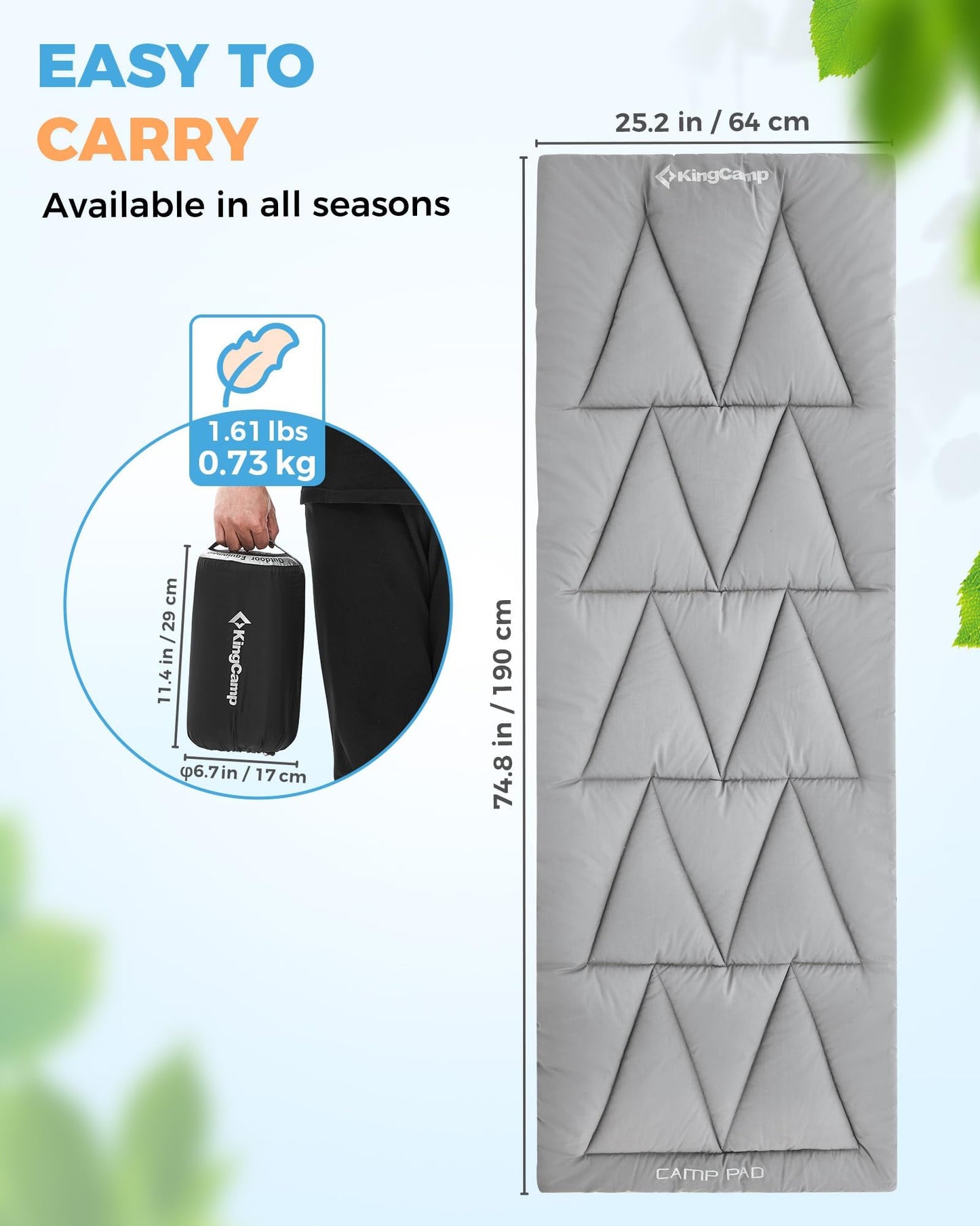 KingCamp Camp Pad 500 Cot Mattress – Soft Non-Slip Design