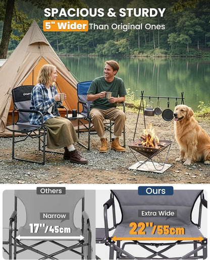 NEW | KingCamp Ash C30 Director’s Chair – Extra Wide, Heavy Duty Frame with Side Table