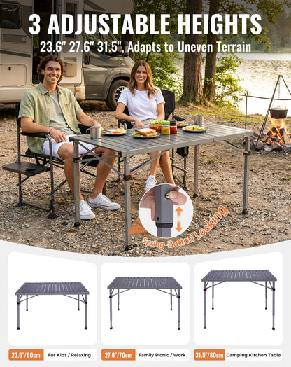 NEW | KingCamp AluVenture 10770 Aluminium Roll-Top Camping Table – 42.1 × 27.6in  Adjustable Height