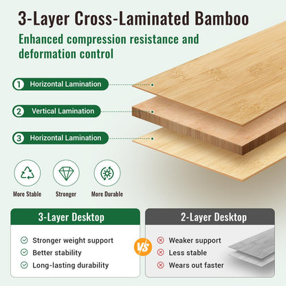 NEW | KingCamp BamAura 4Fold 10065 PLUS Bamboo Camping Table with Adjustable Legs 39.4 x 25.6 in