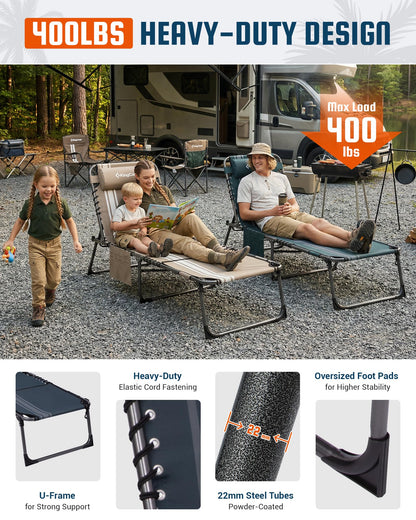 NEW | KingCamp Magnolia B60 Lounge Chair with Face Hole – 5-Position Adjustable Recliner