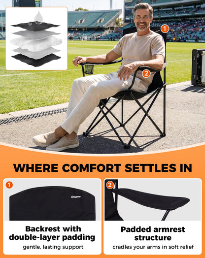 NEW | KingCamp Juniper B20 Folding Camping Chair – Ergonomic Padded, Heavy Duty Design