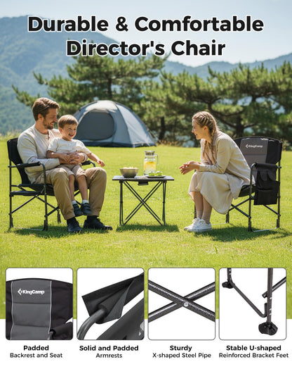 NEW | KingCamp Ash B10 PLUS Folding Director’s Chair – Heavy Duty with Side Table