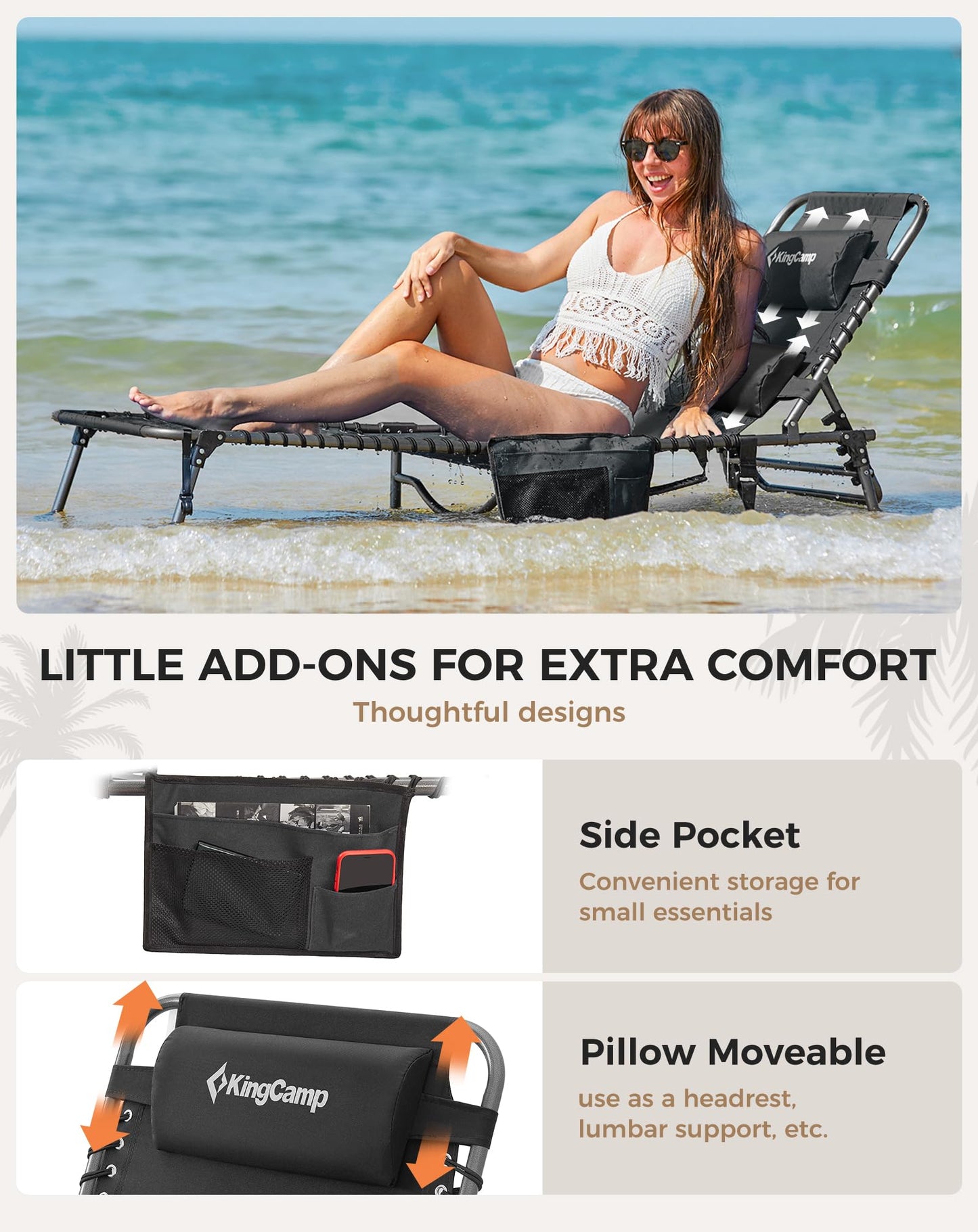 NEW | KingCamp Magnolia B40 Lounge Chair – 5-Position Adjustable Recliner