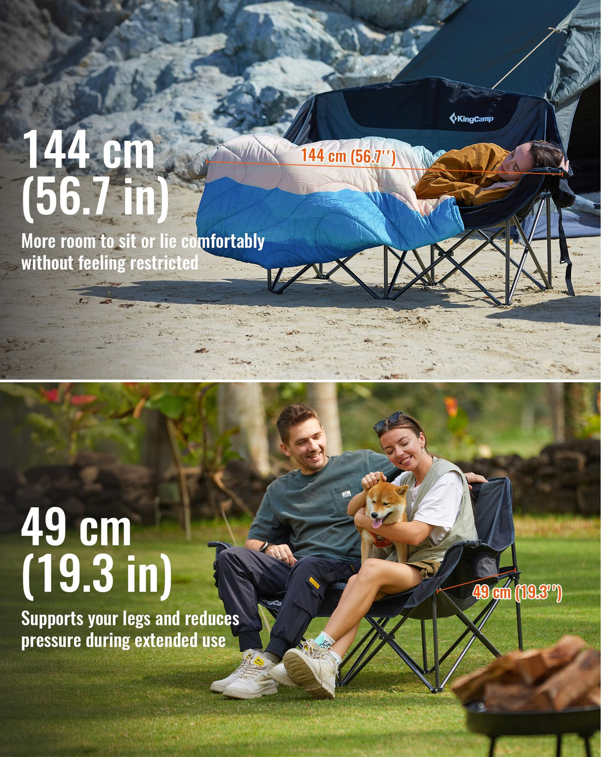 KingCamp CANNA C20 HEATED Oversized Double Camping Chair – 3 Heat Levels