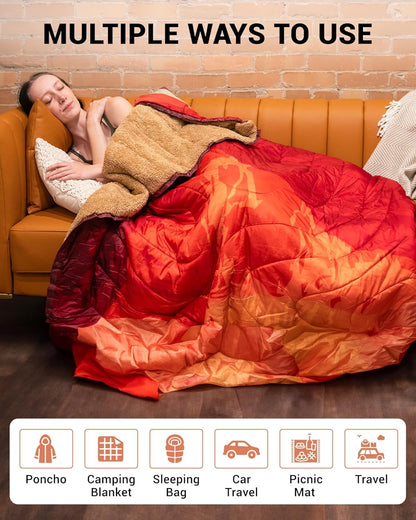 KingCamp Hybrid Tech Blanket F Camping Blanket – Sherpa Lining 79 × 57 in