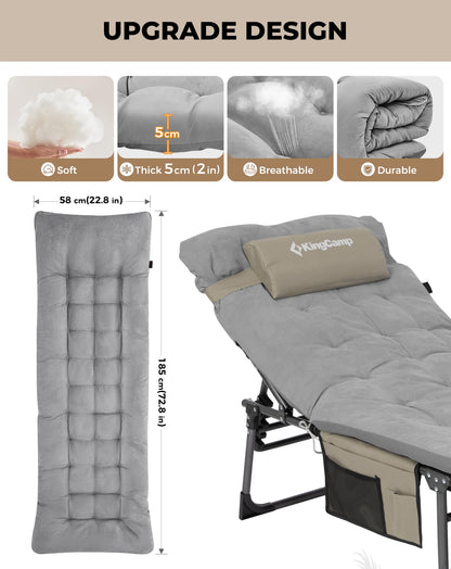 NEW | KingCamp Magnolia B40 Sun Lounger Set with Mattress – 5-Position Adjustable Heavy Duty Design