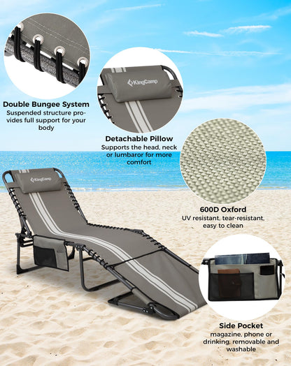 NEW | KingCamp Magnolia B60 Lounge Chair with Face Hole – 5-Position Adjustable Recliner