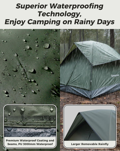 NEW | KingCamp HOLIDAY PRO II 2 Man Waterproof Dome Tent – Ultralight Camping Tent (3000mm)