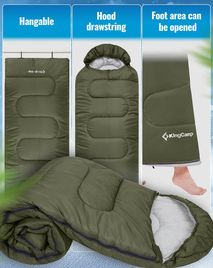 KingCamp Oasis 250 SET Sleeping Bag – 3–4 Season Zip-Connectable to Double