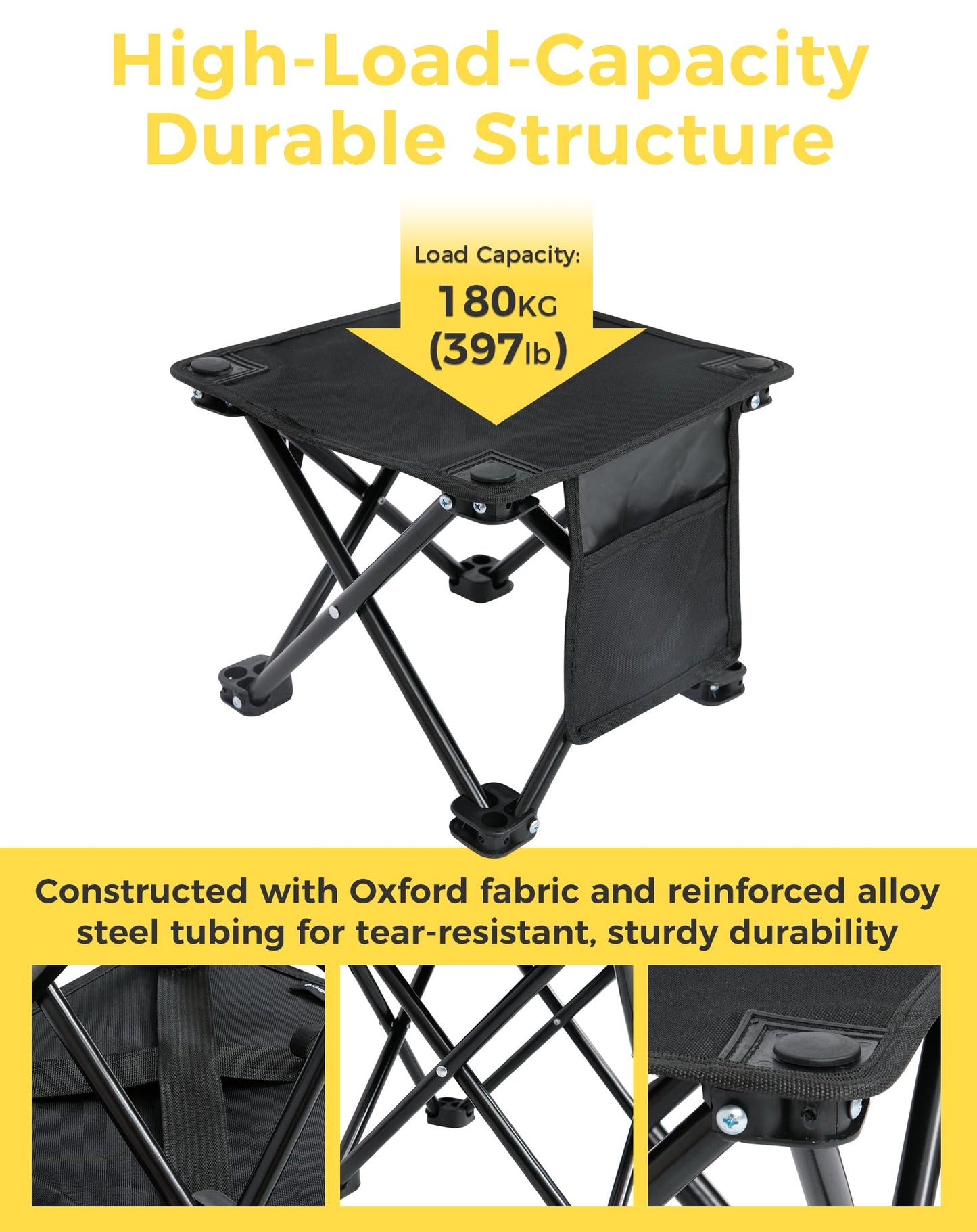 NEW | KingCamp CubeGo S+ Set of 2 Folding Camping Stools – Lightweight 180kg Capacity