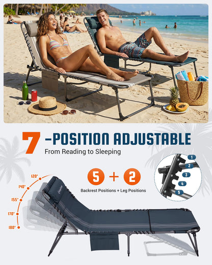 NEW | KingCamp Magnolia B60 Lounge Chair with Face Hole – 5-Position Adjustable Recliner