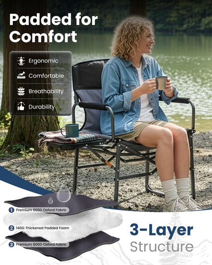 NEW | KingCamp Ash C30 Director’s Chair – Extra Wide, Heavy Duty Frame with Side Table