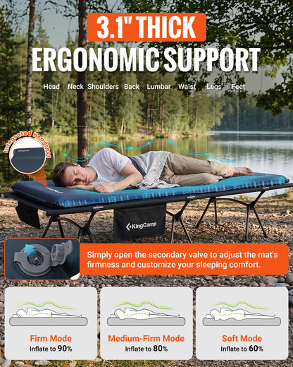 NEW | KingCamp CLASSIC 8.0 Self-Inflating Sleeping Mat with Built-In Pillow