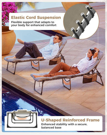 NEW | KingCamp Magnolia B40 Sun Lounger Set with Mattress – 5-Position Adjustable Heavy Duty Design