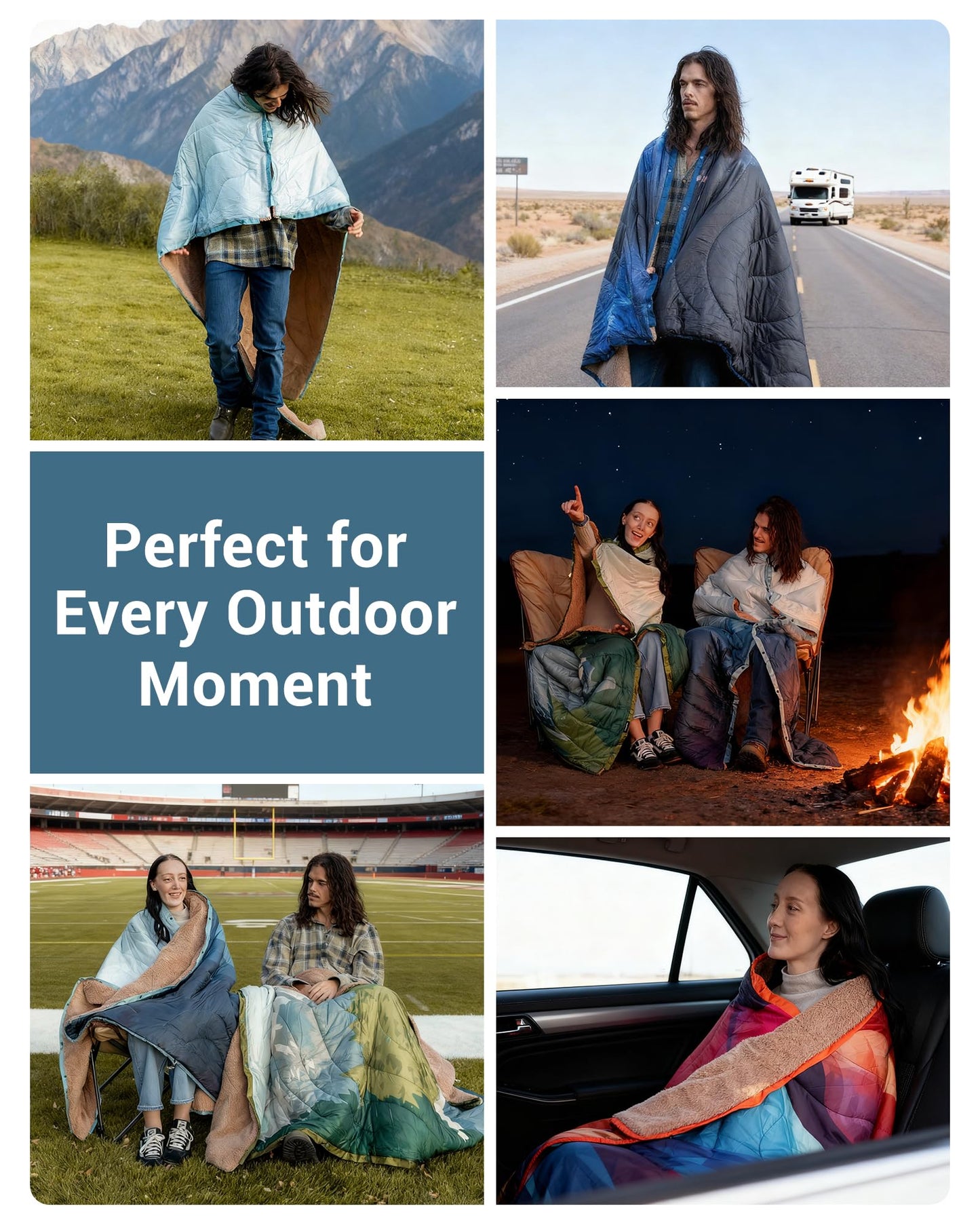 KingCamp Hybrid Tech Blanket F Camping Blanket – Sherpa Lining 79 × 57 in