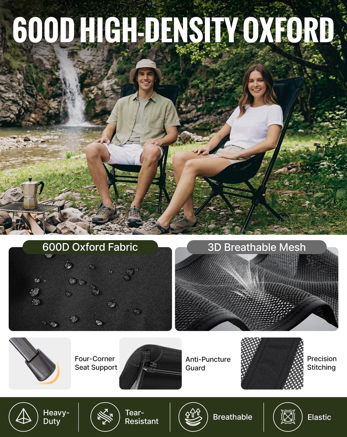 NEW | KingCamp Lightweight Highback Chair – Gentle Rocking Folding Camping Chair