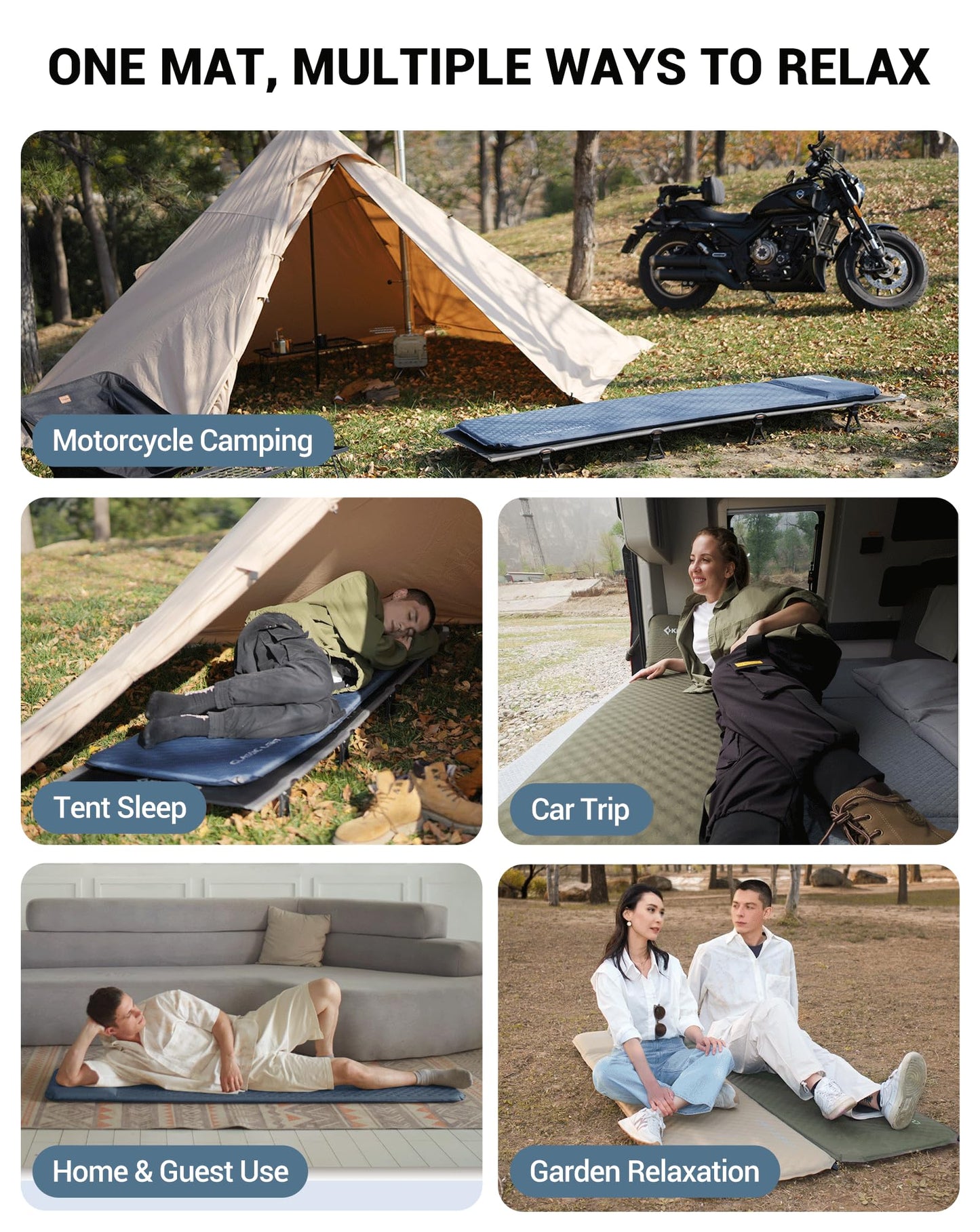 KingCamp Single Self-inflating pad PRO 3.0 Sleeping Mat – 3cm Foam Built-in Pillow 77.2 × 25.2 × 1.2in