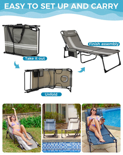 NEW | KingCamp Magnolia B60 Lounge Chair with Face Hole – 5-Position Adjustable Recliner