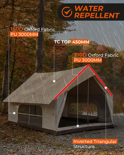 NEW | KingCamp MOUNTAIN IN C5 6–8 Man Canvas Cabin Tent with Stove Jack – Waterproof & Windproof
