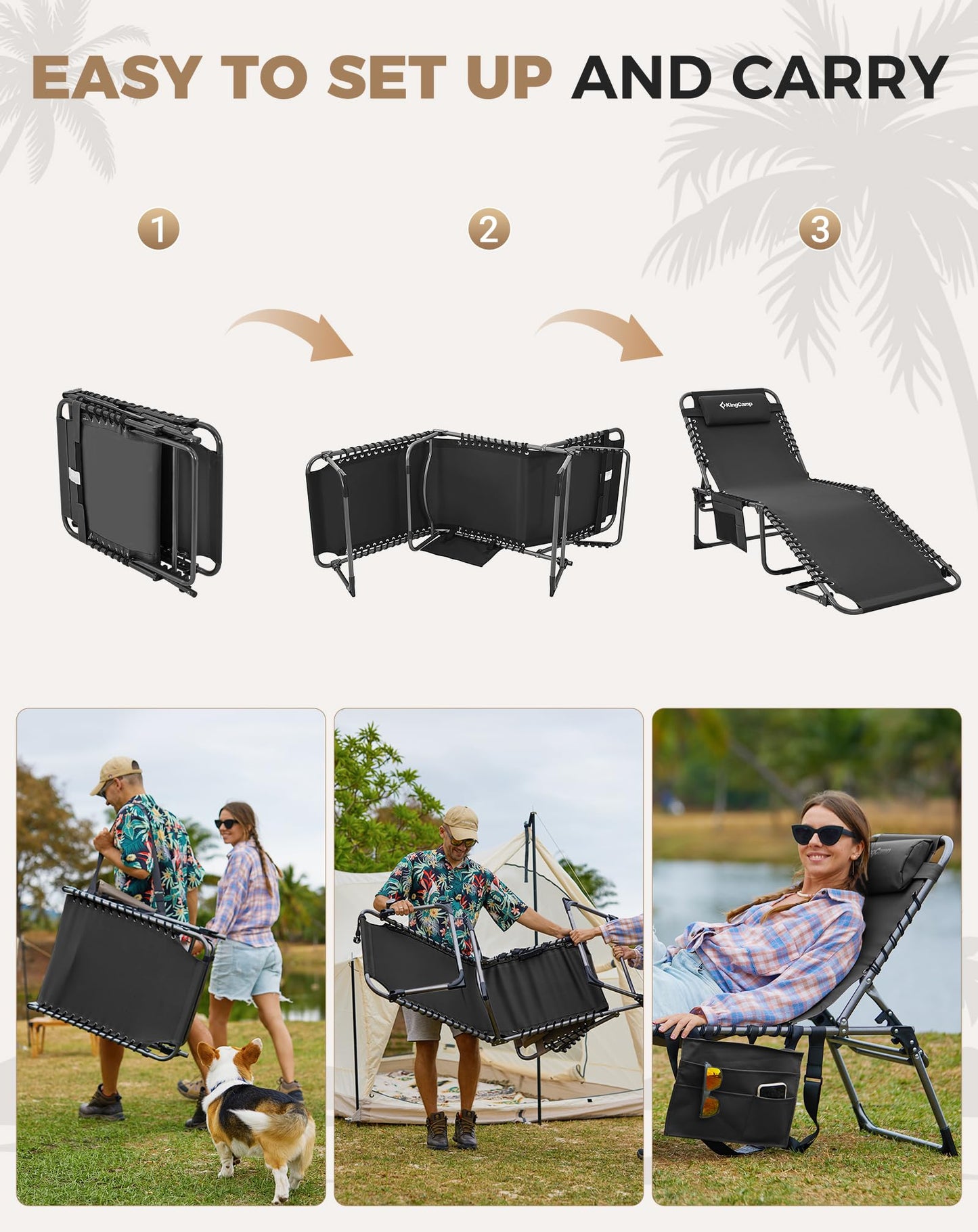 NEW | KingCamp Magnolia B40 Lounge Chair – 5-Position Adjustable Recliner