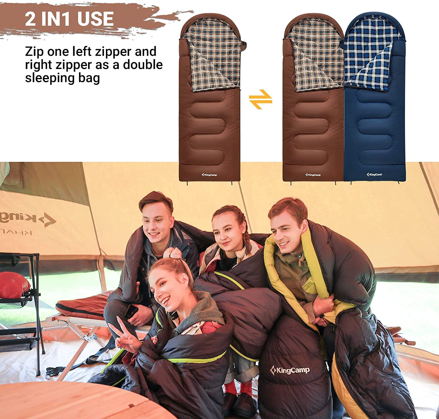 KingCamp Flannel Liner 3 Season Sleeping Bags