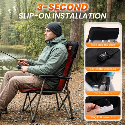 NEW | KingCamp HEATED CUSHION Heated Seat Pad – 3-Level Dual-Zone Heating, 110cm Full Coverage