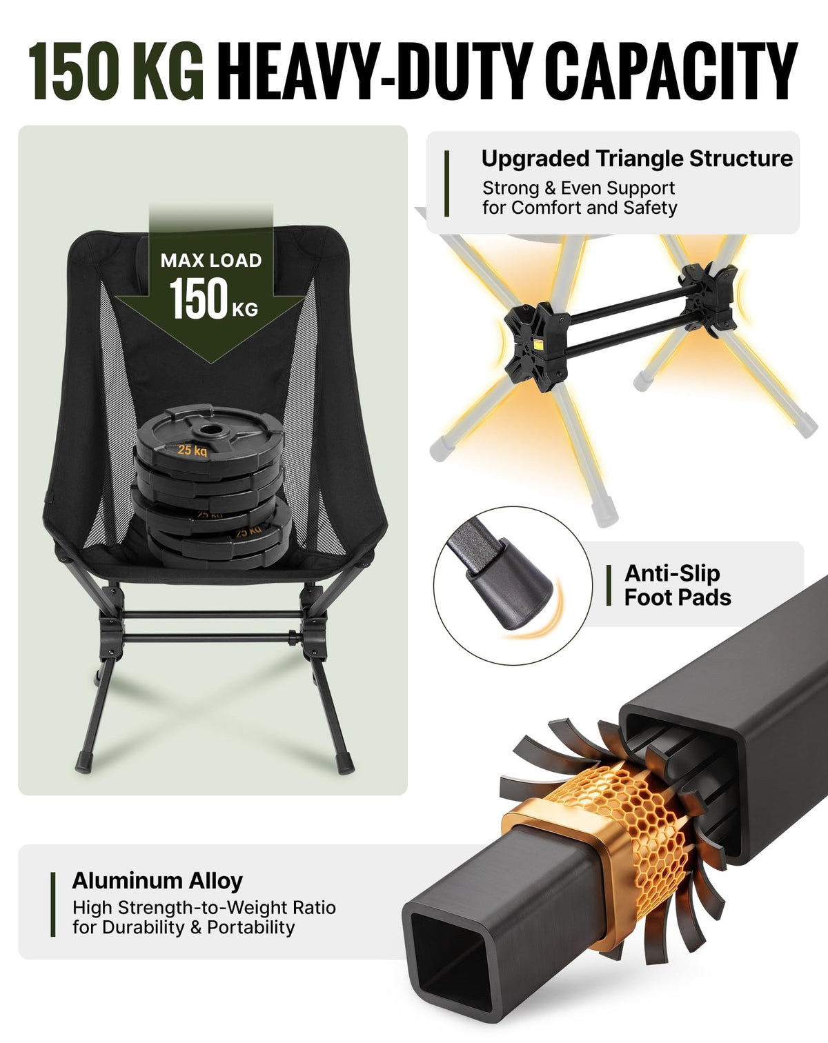 NEW | KingCamp Lightweight Highback Chair – Gentle Rocking Folding Camping Chair