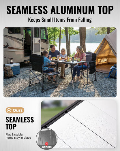NEW | KingCamp AluVenture 14070 Aluminium Roll-Top Camping Table – 55.1 × 27.6in  Adjustable Height