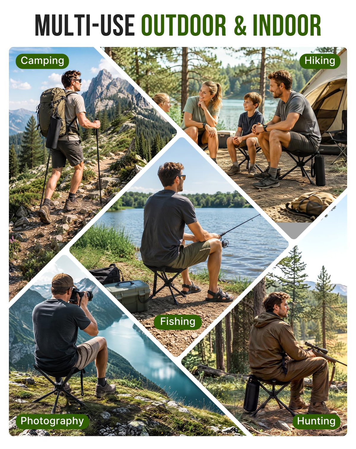 NEW | KingCamp Lightweight Swivel Stool – 360° Rotation, Adjustable Height