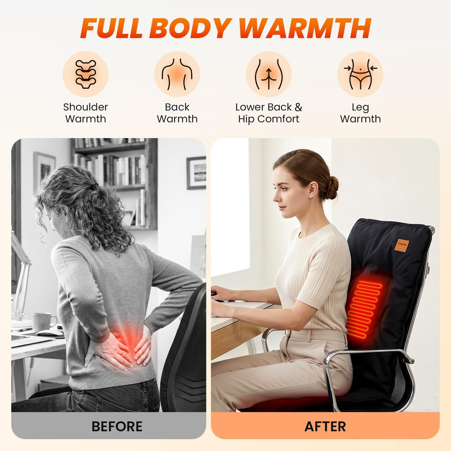 NEW | KingCamp HEATED CUSHION Heated Seat Pad – 3-Level Dual-Zone Heating, 110cm Full Coverage