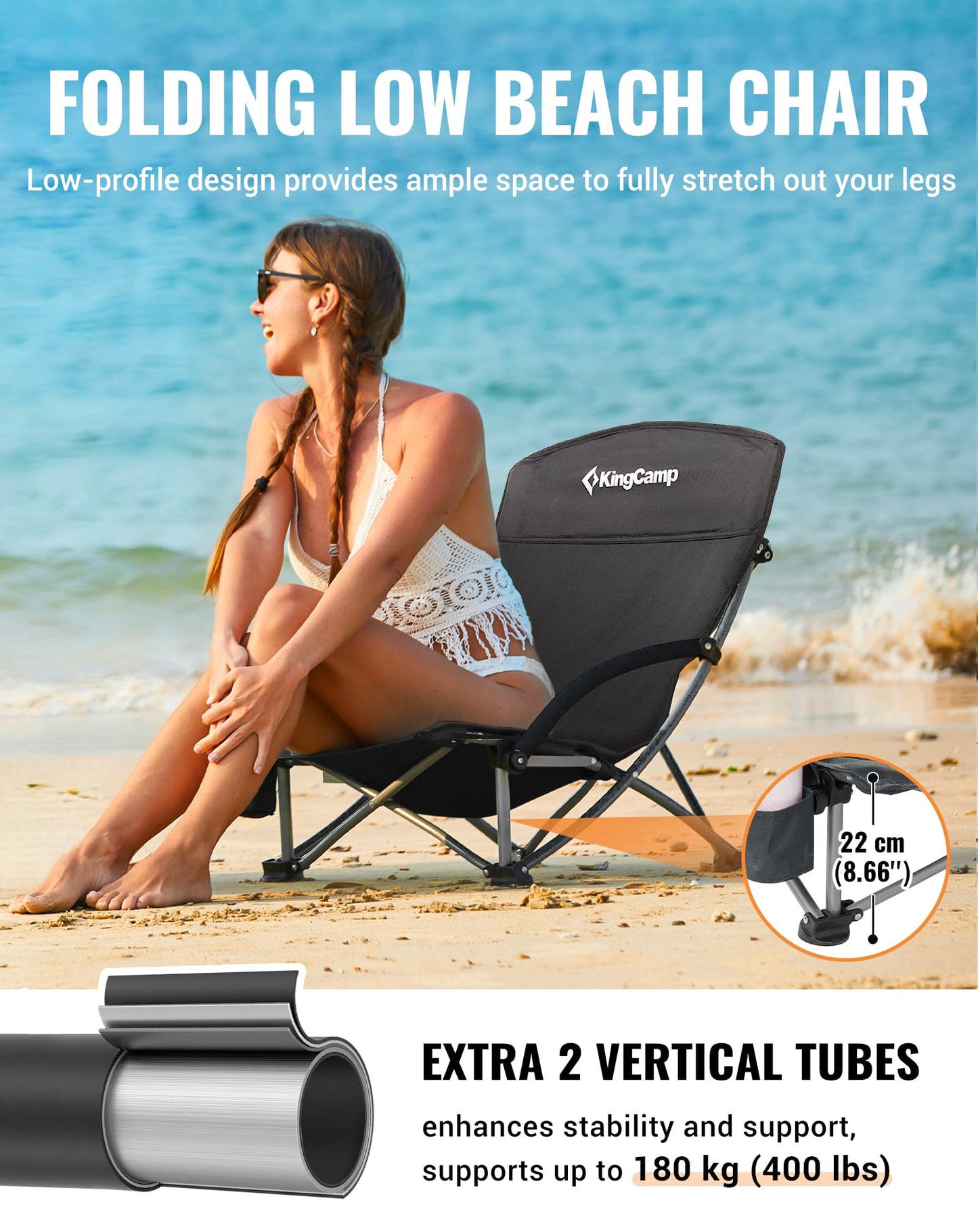 KingCamp PALONA B10 Low Sling Beach Chairs