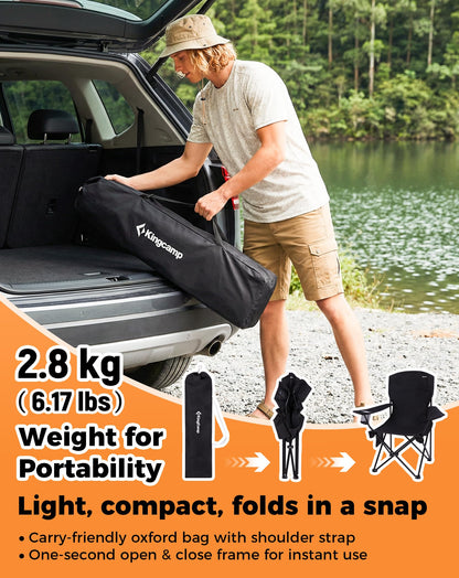NEW | KingCamp Juniper B20 Folding Camping Chair – Ergonomic Padded, Heavy Duty Design