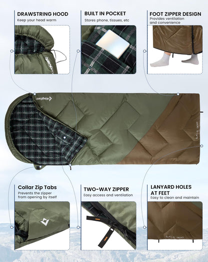 KingCamp GALE 300 Sleeping Bag-Envelope With Hood