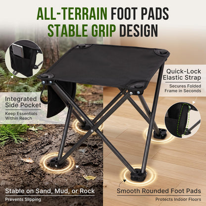NEW | KingCamp CubeGo Wide M 2 Pack Folding Camping Stools – Large Seat, 120kg Capacity