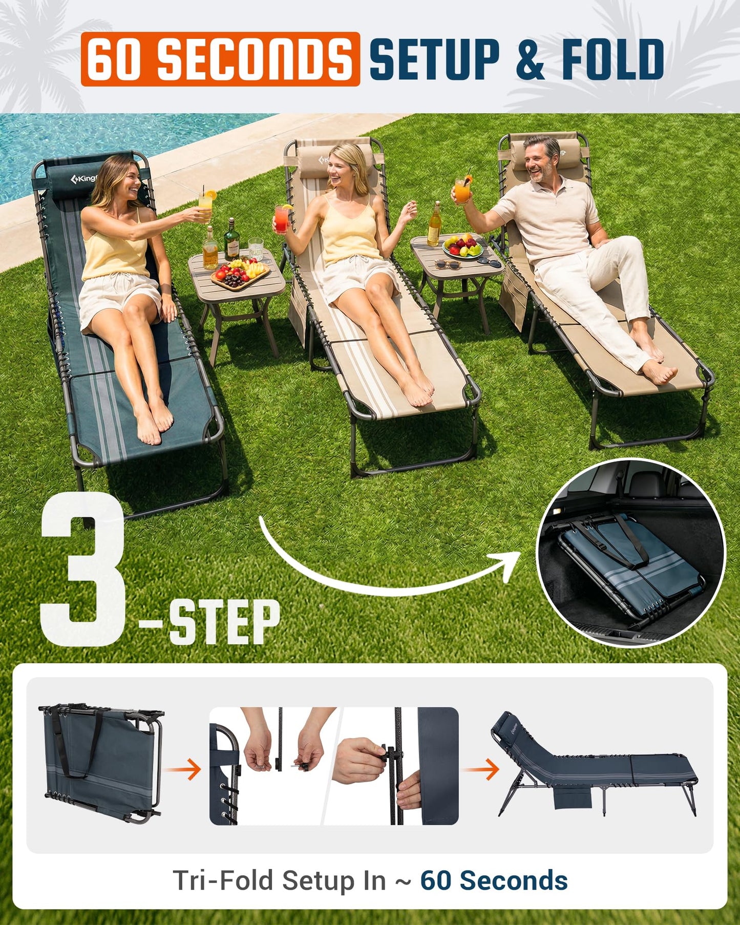 NEW | KingCamp Magnolia B60 Lounge Chair with Face Hole – 5-Position Adjustable Recliner
