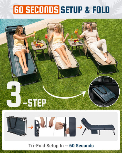 NEW | KingCamp Magnolia B60 Lounge Chair with Face Hole – 5-Position Adjustable Recliner