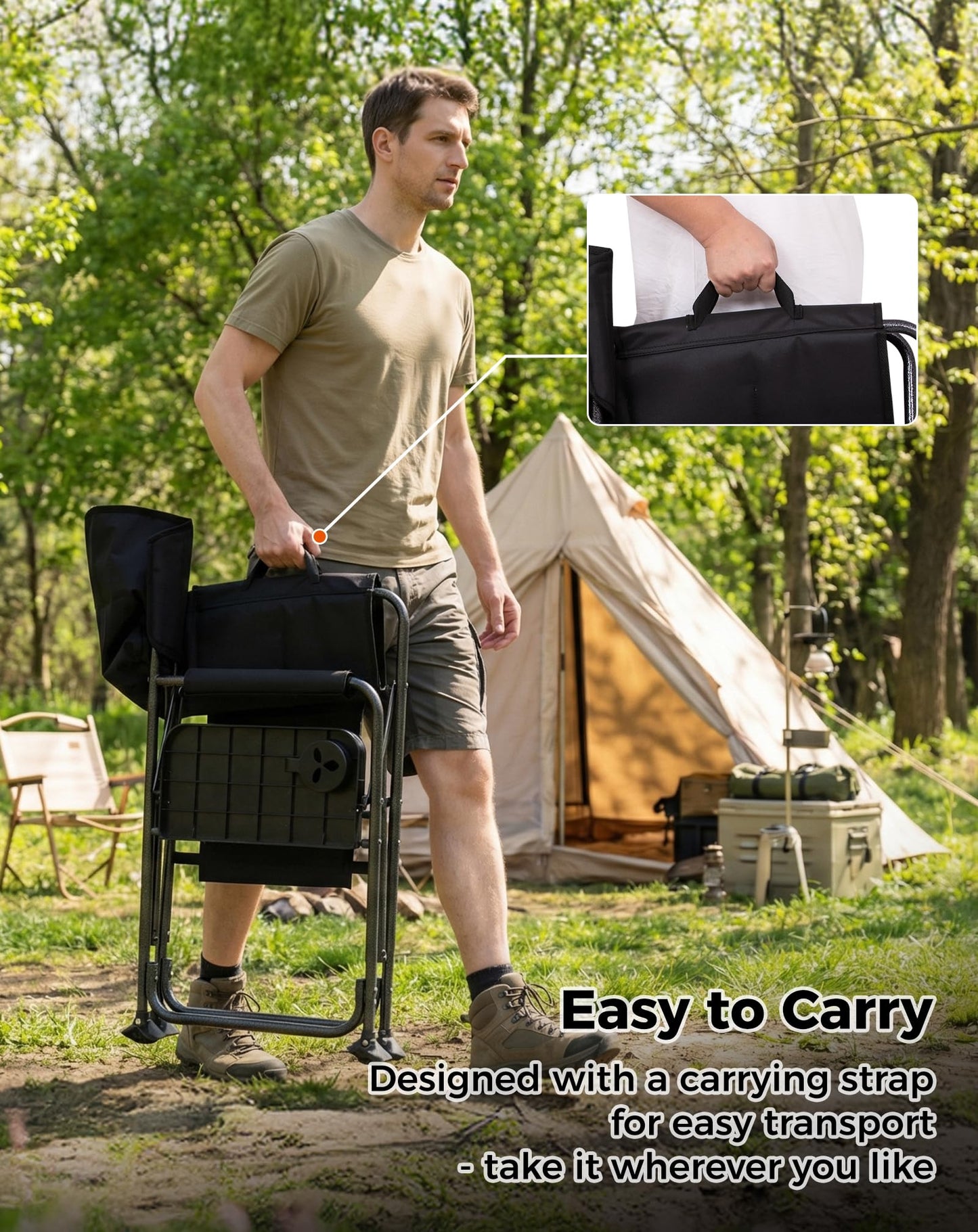 NEW | KingCamp Ash B10 PLUS Folding Director’s Chair – Heavy Duty with Side Table