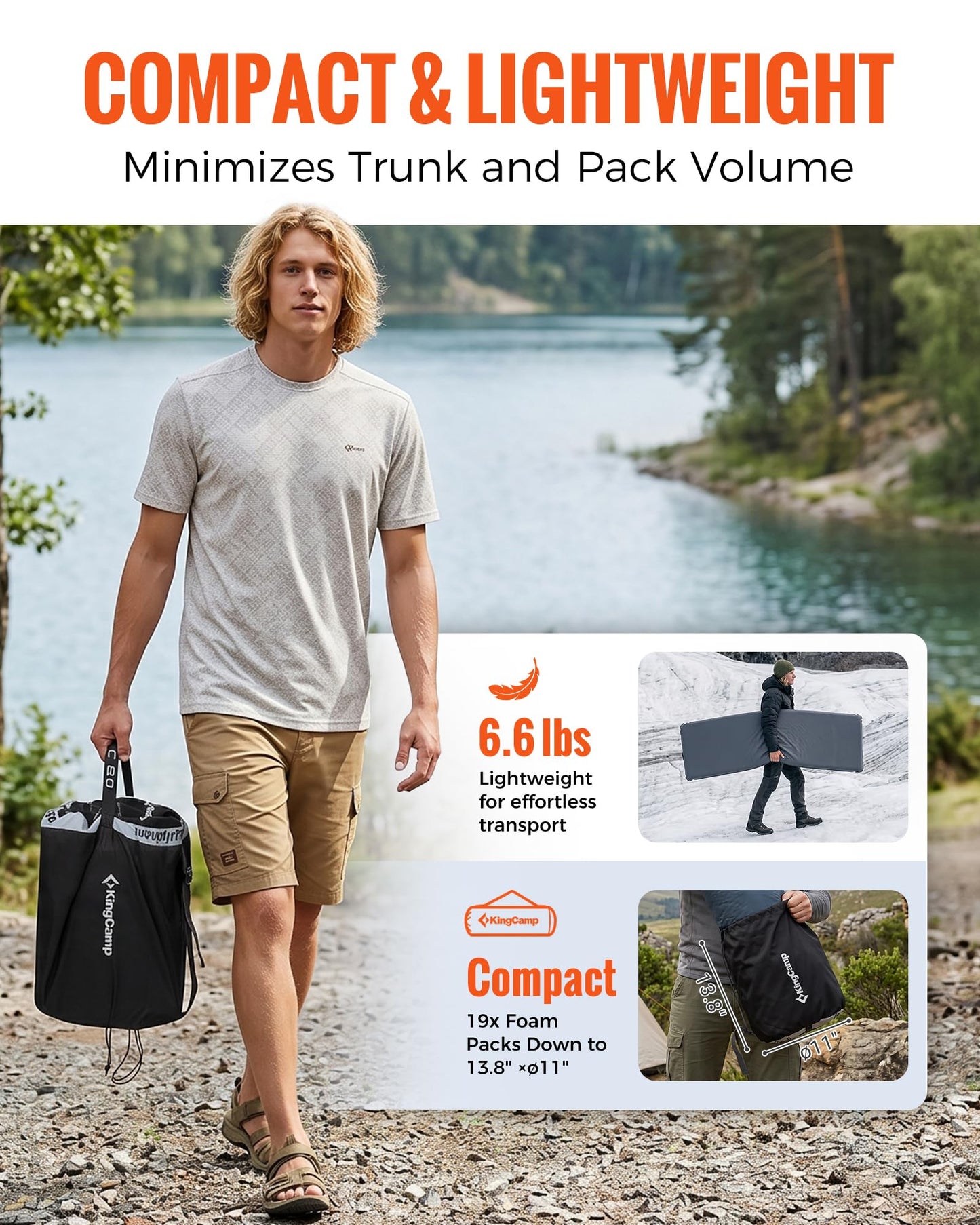 NEW | KingCamp CLASSIC 8.0 Self-Inflating Sleeping Mat with Built-In Pillow