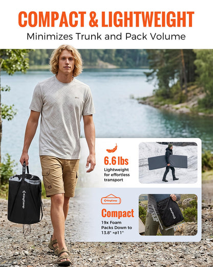 NEW | KingCamp CLASSIC 8.0 Self-Inflating Sleeping Mat with Built-In Pillow