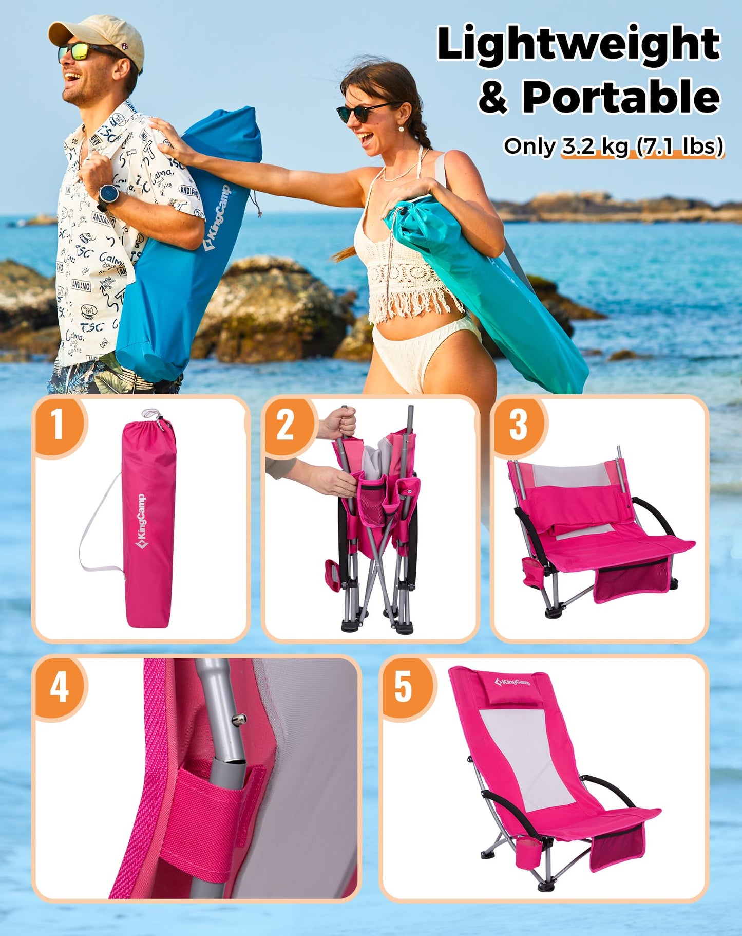 KingCamp High Mesh Back Beach Folding Chair