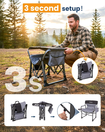 NEW | KingCamp Ash C30 XXL Director’s Chair – Extra Wide, Heavy Duty with Side Table