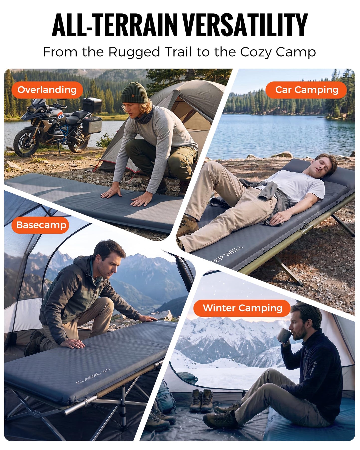 NEW | KingCamp CLASSIC 8.0 Self-Inflating Sleeping Mat with Built-In Pillow