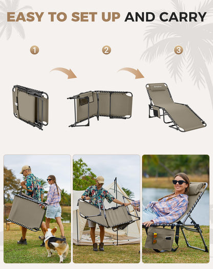 NEW | KingCamp Magnolia B40 Sun Lounger Set with Mattress – 5-Position Adjustable Heavy Duty Design
